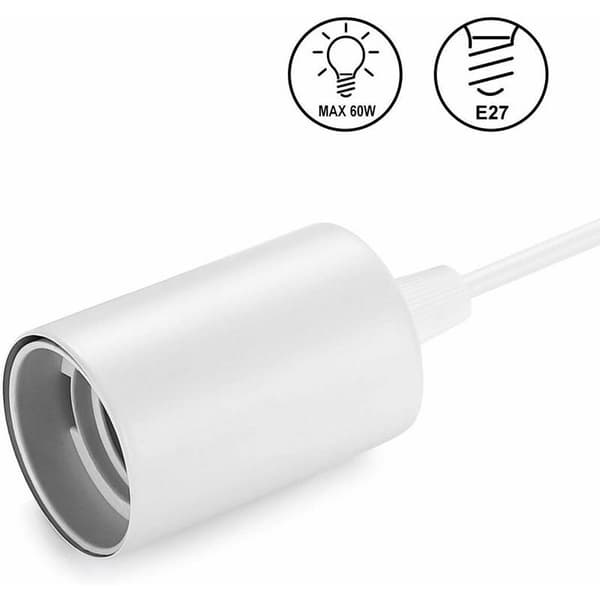Sæt med 2 metalpendellamper E27-fatning med 100 cm kabel, svingledning, ophængningsledning, hvid