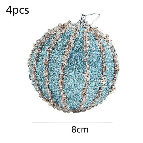 4 stk 8 cm juletrekuler glitterskum ornament juletrepynt
