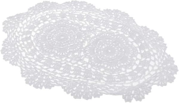 Exquisite White Crocheted Cotton Lace Doily Oval Table Mat 28 x 38 cm (FMY)