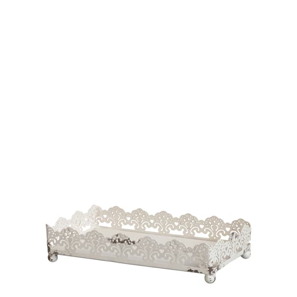 Serviettholder med blondekant Avlang Antikk hvit Chic Antique Varm vit white