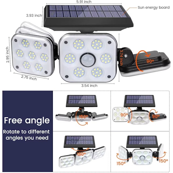 Solar lamp for outdoor, solar lamp with motion sensor IP65