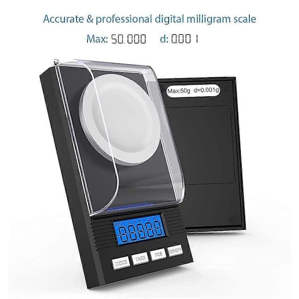 50G/0.001G Milligram Scale, Milligram Precision Scale, MG, Pocket Scale, Laboratory Scale with LCD Display