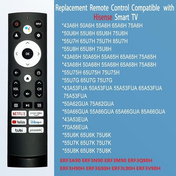 Erstatningsfjernkontroll for Hisense TV ERF3M90H ERF3A90 ERF3H90H ERF3L90H