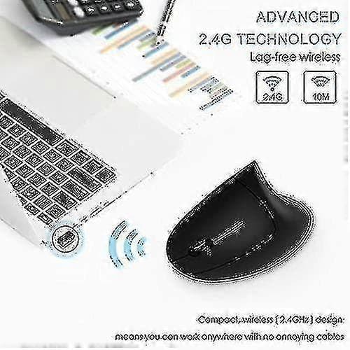 Left-Handed Mouse, Vertical Ergonomic Mouse, Wireless 2.4g USB Left Lefty Ergonomic Vertical Mouse, Less Noise - Black (65% off)_EP28