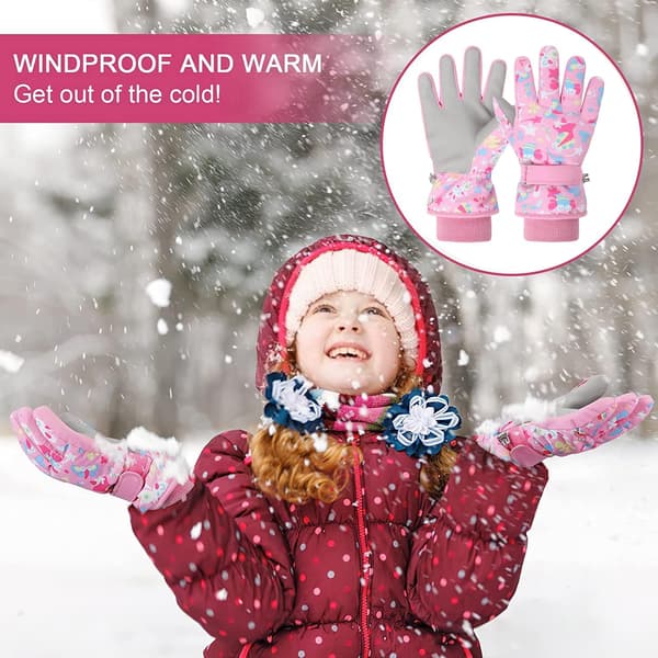 Skihansker for barn - Rosa 7-9 år, Varme vinterhansker for gutter