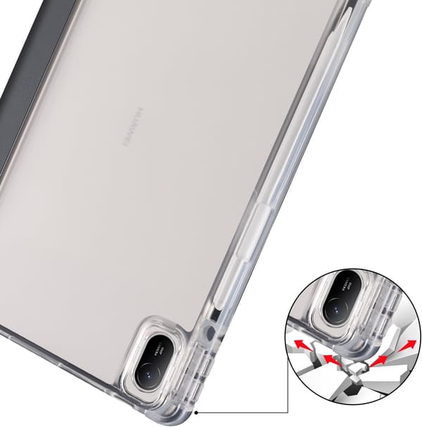 Fuld Beskyttelse Gennemsigtigt Bagside Ståetui til Xiaomi Redmi Pad Pro 12.1 Tommer med Auto Wake/Sleep Funktion Sort