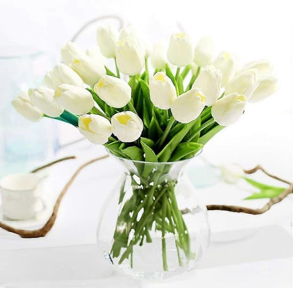10 stk \"Real Touch\" tulipaner kunstige blomster buket bryllup midtpunkt indretning