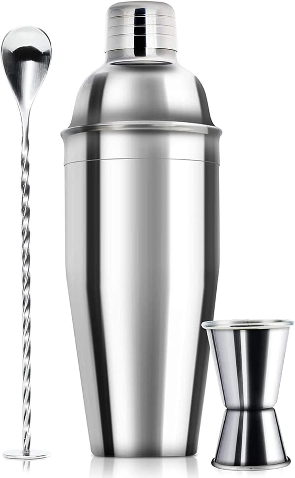 Professional Cocktail Shaker Set with Built-in Strainer and Measuring Jigger - Stainless Steel Tools for Mixing Martinis and Cocktails-FX-