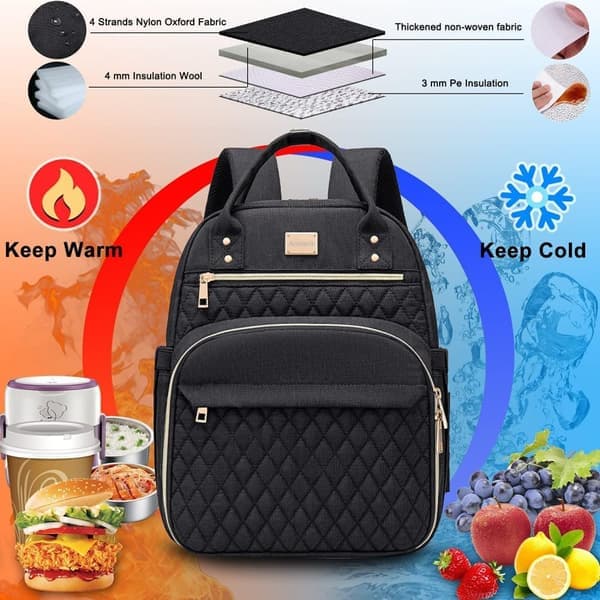 Backpack - Stylish Insulated Lunch Backpack for Women, Waterproof Cooler Bag for Work, School, Picnic