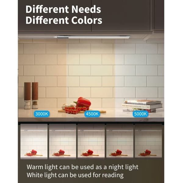 Kitchen cabinet lighting with sensor, 40 cm cabinet lighting 2 in 1 Rechargeable and powered by USB 5V DC LED strip under shelf Wireless battery operated