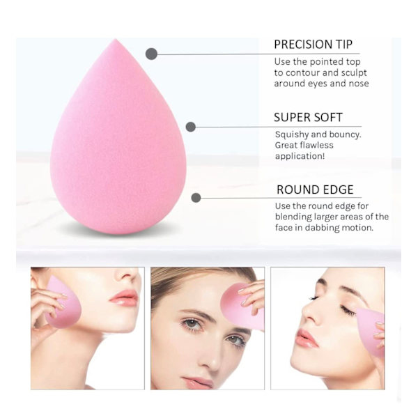 5 stk. Makeupsvampe, pink