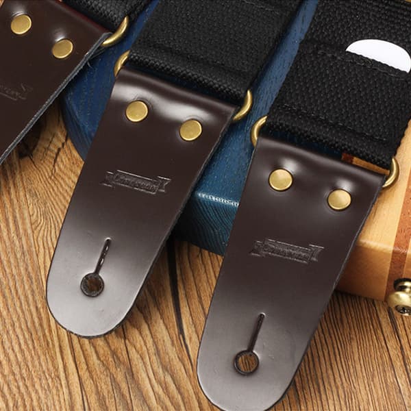 Justerbar gitarrrem i mjuk nylon, basrem med gitarrtillbehör Svart Svart