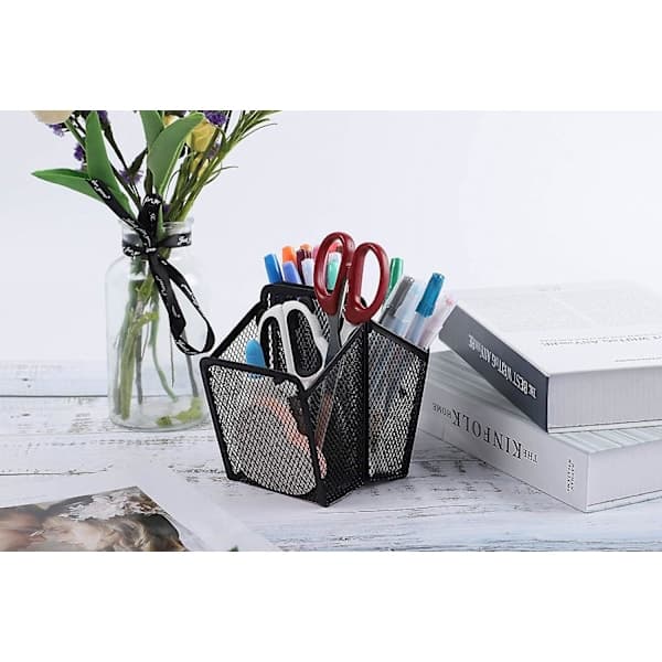 2-pak magnetisk netpenholder med stærk magnet til køleskab, whiteboard, skab, kontorartikler, sort