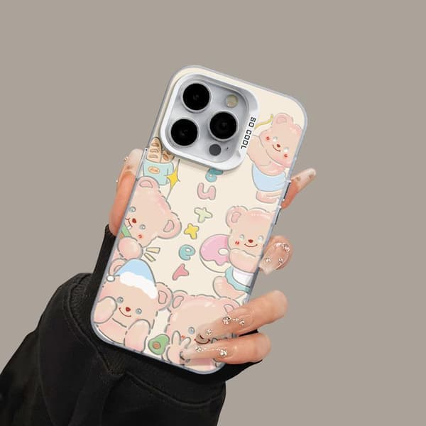 iPhone-deksel fargerikt søtt mobildeksel søt bjørn mobildeksel 15 Pro Stil 1 15 pro Style 1