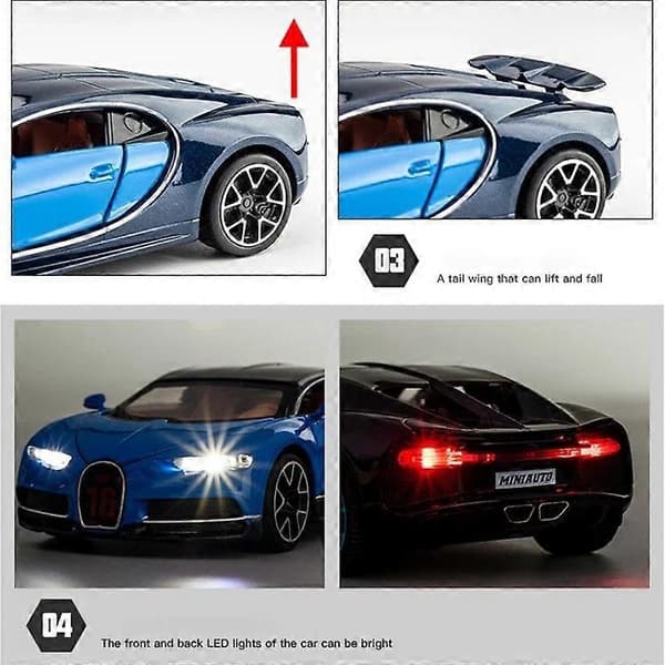 1/32 Bugatti Chiron Urheiluauto Metallinen Leluauto Seosauto Valettu & Leluajoneuvo Automalli Ääni