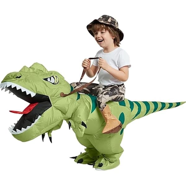 Oppblåsbart dinosaurkostyme T-Rex – Morsomt kostyme til utkledningsfest og Halloween for barn