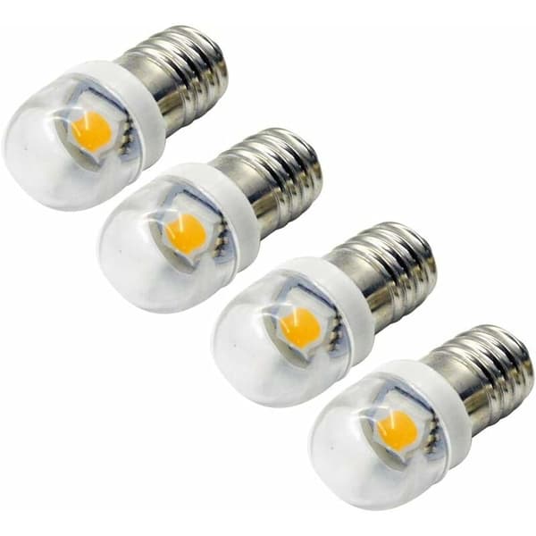 4 stk. hvide E10 LED-pærer 3V 0.2W til forlygter lommelygter