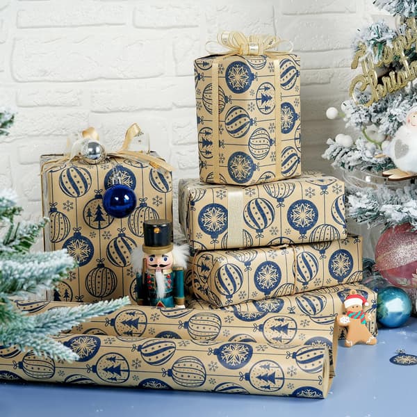 Christmas Wrapping Paper Blue Bells Pattern Paper (43CMX 300CM)