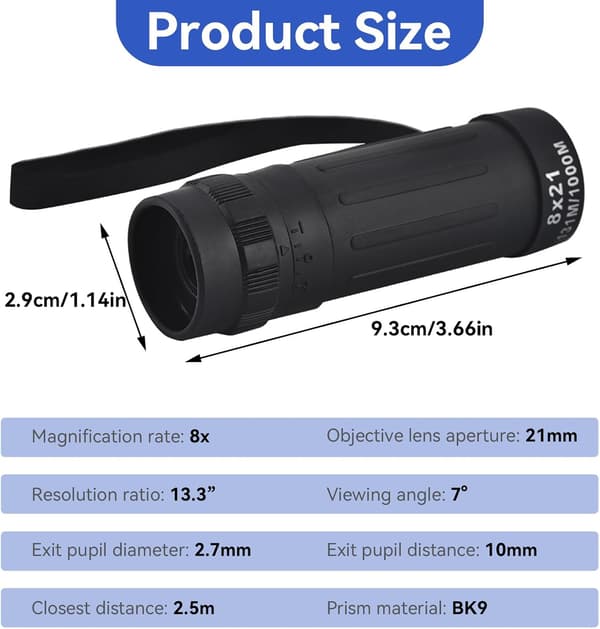 8x21 Mini Monocular Telescope, Monocular Telescope, Monocular, Mini Monocular Single Binoculars for Kids