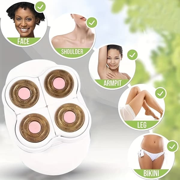 Epilator, elektrisk barbermaskin, 4 blader, 360° rotasjon, for helkroppstrimming