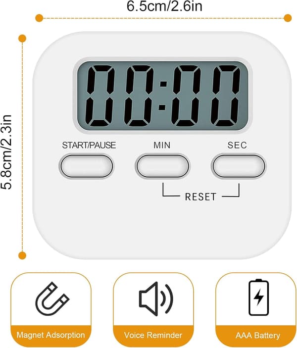 Kjøkkentimer, hvit, 1-pakning
