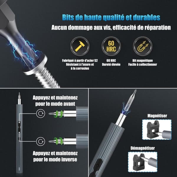 Mini Electric Precision Screwdriver Set, 39-in-1 USB Rechargeable with 0.45-0.65/4N.M Torque, Compatible with Watches, Glasses, Drones