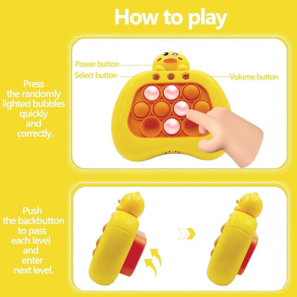 Fidget Toys, Handheld Speed Push Game Machine, Quick Push Game, Fidget Game Toy (Duck)