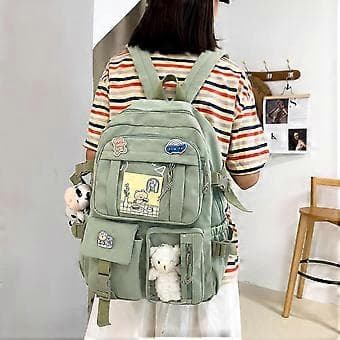 Backpack. Japanese Kawaii Backpack School Bag with Pendant. Small Backpack. School Supplies
