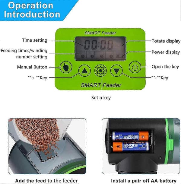 Automatic Aquarium Fish Feeder, Moisture-Proof, Electric Food Dispenser for Vacation and Weekend