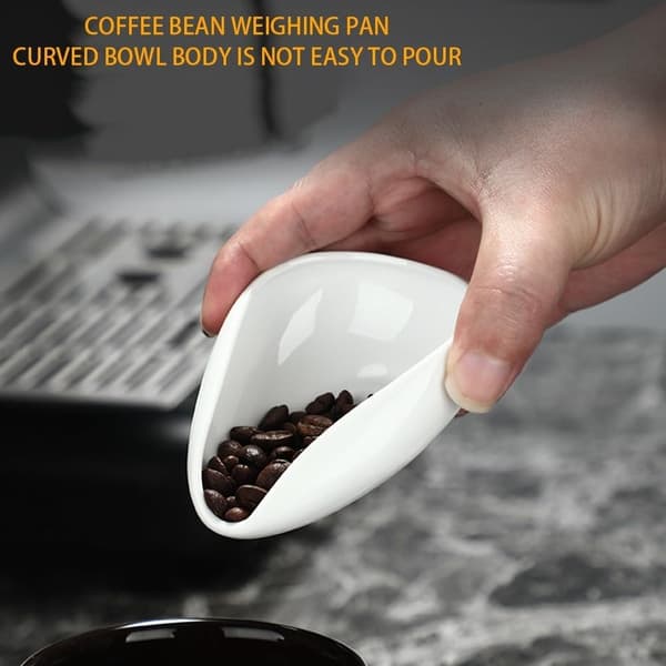 Doseringsskopa för kaffebönor, vit keramiktesked, doseringsbricka för kaffe, stor precision i varje bryggning