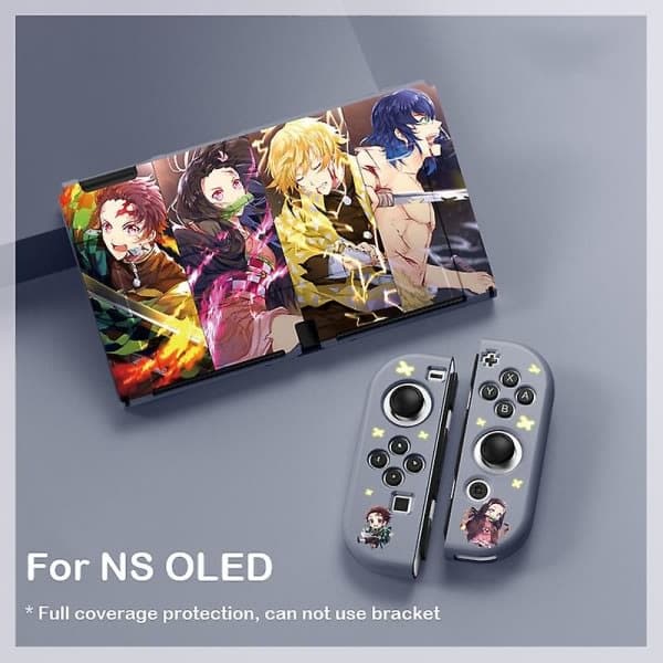 Demon Slayer Skal Silikone TPU Blødt Etui Til Nintendo Switch Oled Sølv