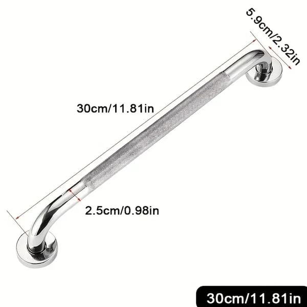 Rustfritt stål sklisikkert riflet rekkverk 30 cm, barrierefri design egnet for baderom