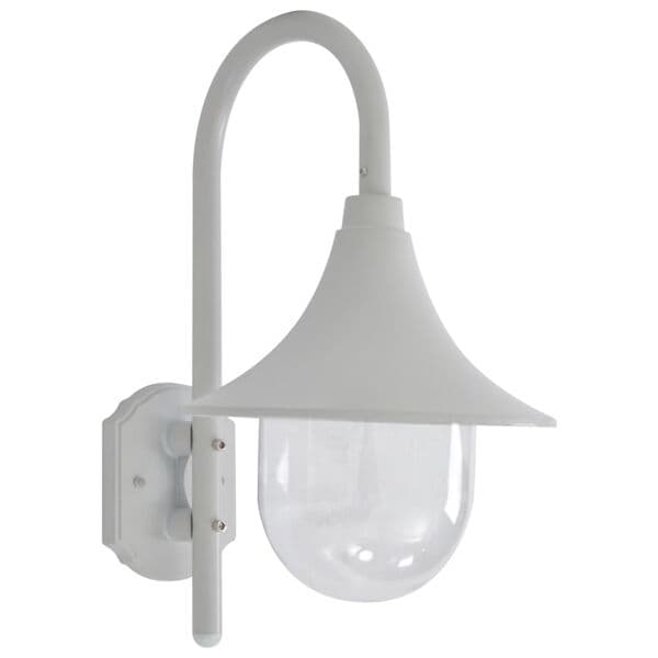 vidaXL Væglampe til haven E27 42 cm aluminium hvid Vit white
