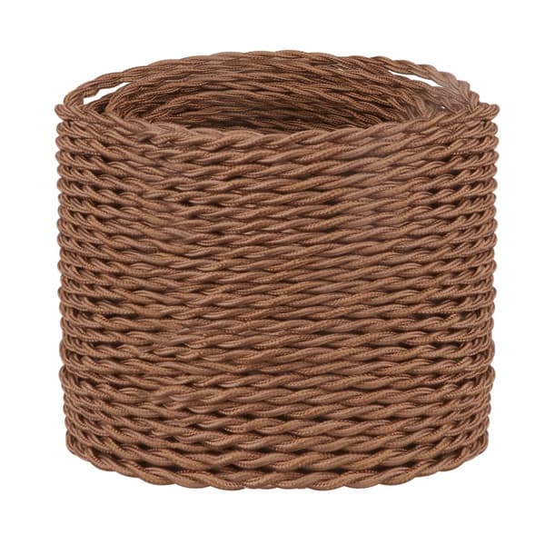 20M Fabric Covered Electrical Cable, Textile Cable for Lamp Power Cord Wire, For DIY Pendant Light, Brown