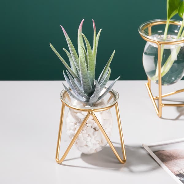 Velegnet til bordblomsterstander (kort stil - sort), metalblomst