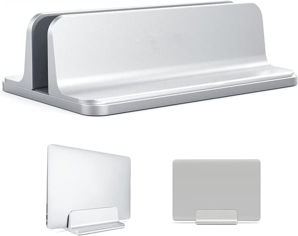 Bærbar computerstativ, lodret skrivebordsstativ med justerbar dockstørrelse, bærbar computerstativ kompatibelt med alle bærbare computere MacBook Surface Gaming Pad (hvid)