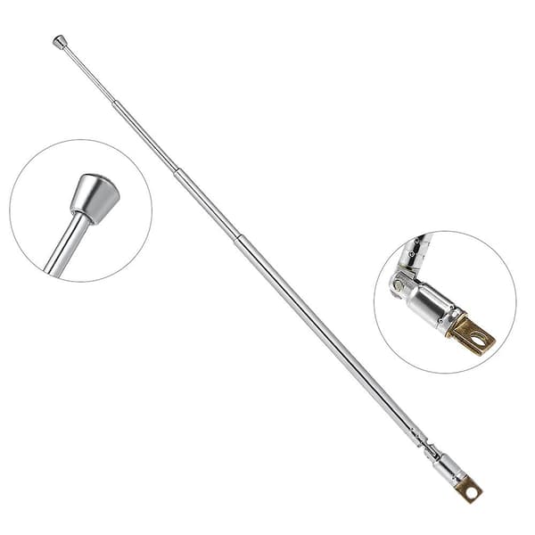 Telescopic FM Radio Antenna 4 Sections Chrome Plated Copper Antenna 360° Rotatable