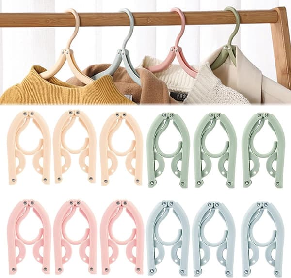 12 Folding Hangers - Non-Slip, Space-Saving - for Travel, Business Trips, Home