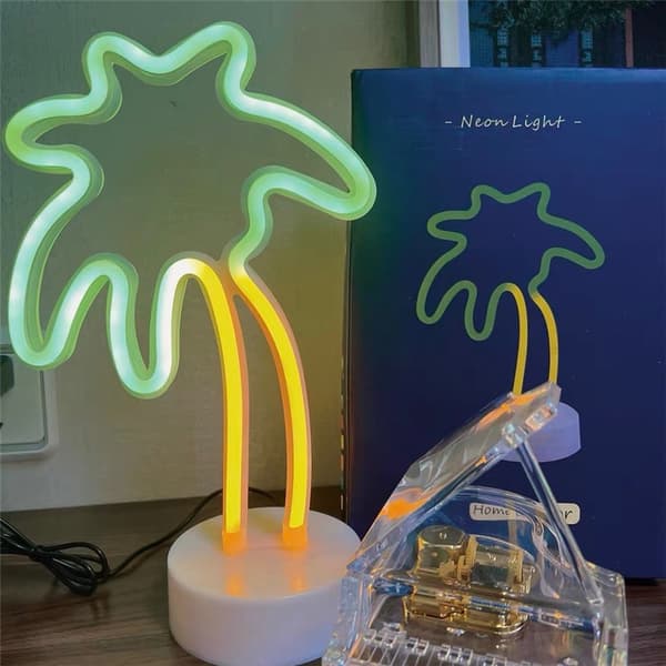 Palmetræ lys LED neonlys batteri/USB-strømforsyning pigeværelse kokoslys