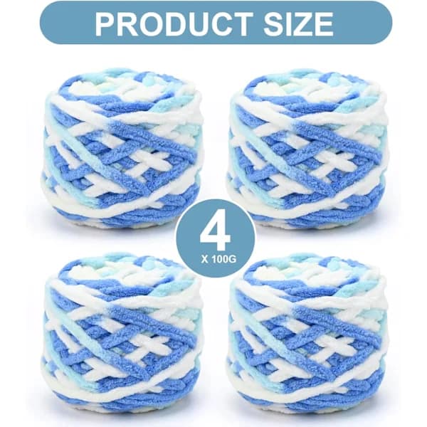 Garn 4 x 100g Flerfarget garn til hekling, mykt tykt garn, gradient-FY-