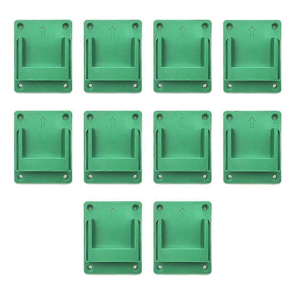 10 pcs Wall Mounted Tool Holder for Hitachi/for Hikoki/for Metabo 18V Li-Ion Battery Machine Storage Rack Green Grön