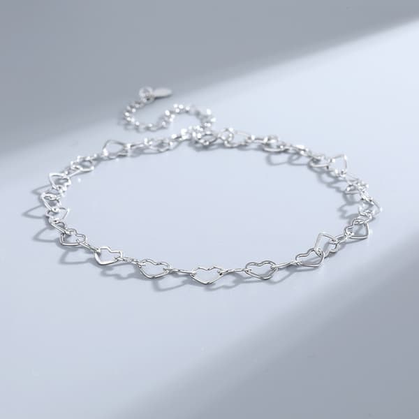 Charm Bracelet 5mm Sterling Silver Rolo Heart Link Chain Bracelet