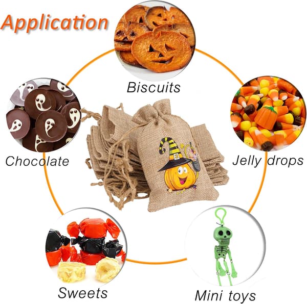 Jute Burlap Bags, 12 Pieces Small Gift Candy Bags with Drawstring for Kids, Candy
