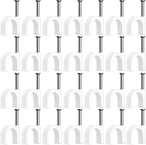 Kabelklemmer, 100 stk, hvide (4 mm), vægbeslag, kabelbindere, m