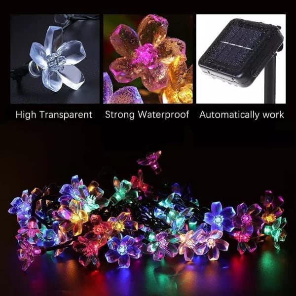 7M 50 LED Kirsebærblomst Solcelle Lyslenke Hage Fairy Light