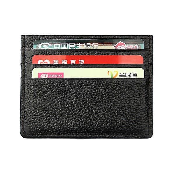 Blocking Genuine Leather Unisex Slim Credit Card Case Card Holder Debit Wallet Case - Black