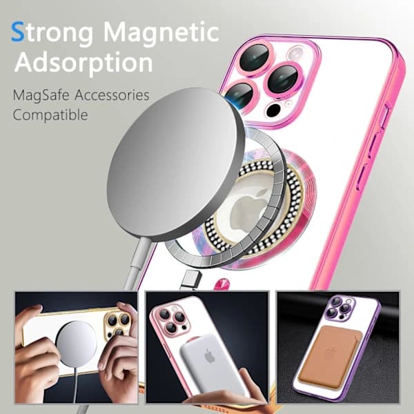 Magnetisk glitterdeksel til iPhone 16 Pro Max, MagSafe-kompatibel, slank, støtsikker og ripebestandig deksel med ,A