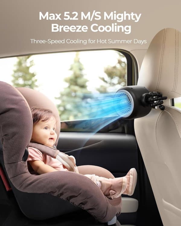 Flexible Stroller Fan – Rechargeable Portable Fan with 3 Speeds, for Stroller, Bed & Camping