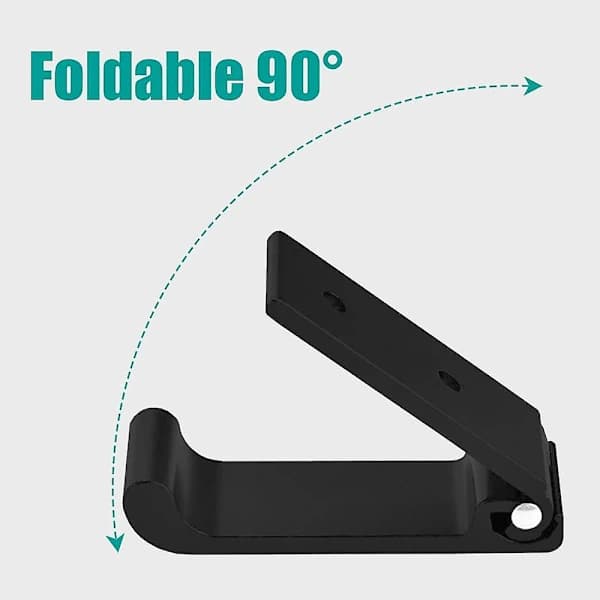 Foldable Wall Hooks, 4-pack Wall Mounted Helmet Holder, Invisible Coat Hooks, Aluminum Wall Hook, With Screws, Towel Jacket Hook (Black)
