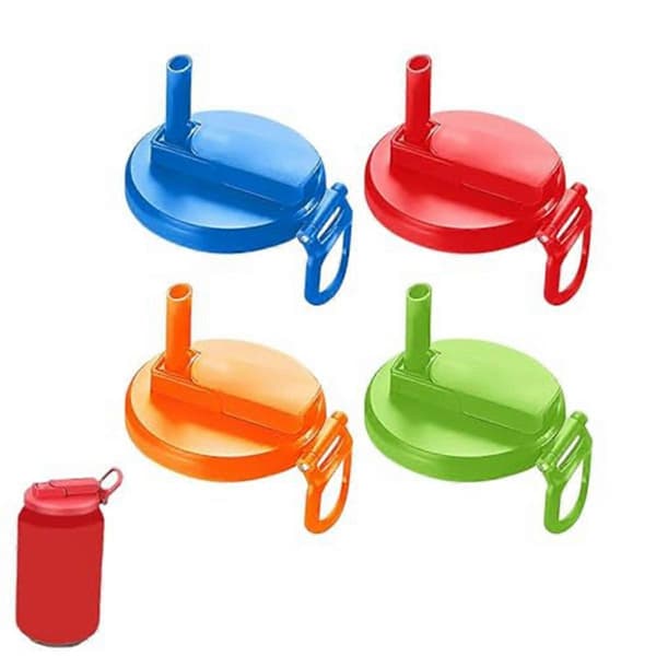 Soda Can Lids with Straw, Protector for Beer, Juice, Soda Tops Can Lids with Straw Red